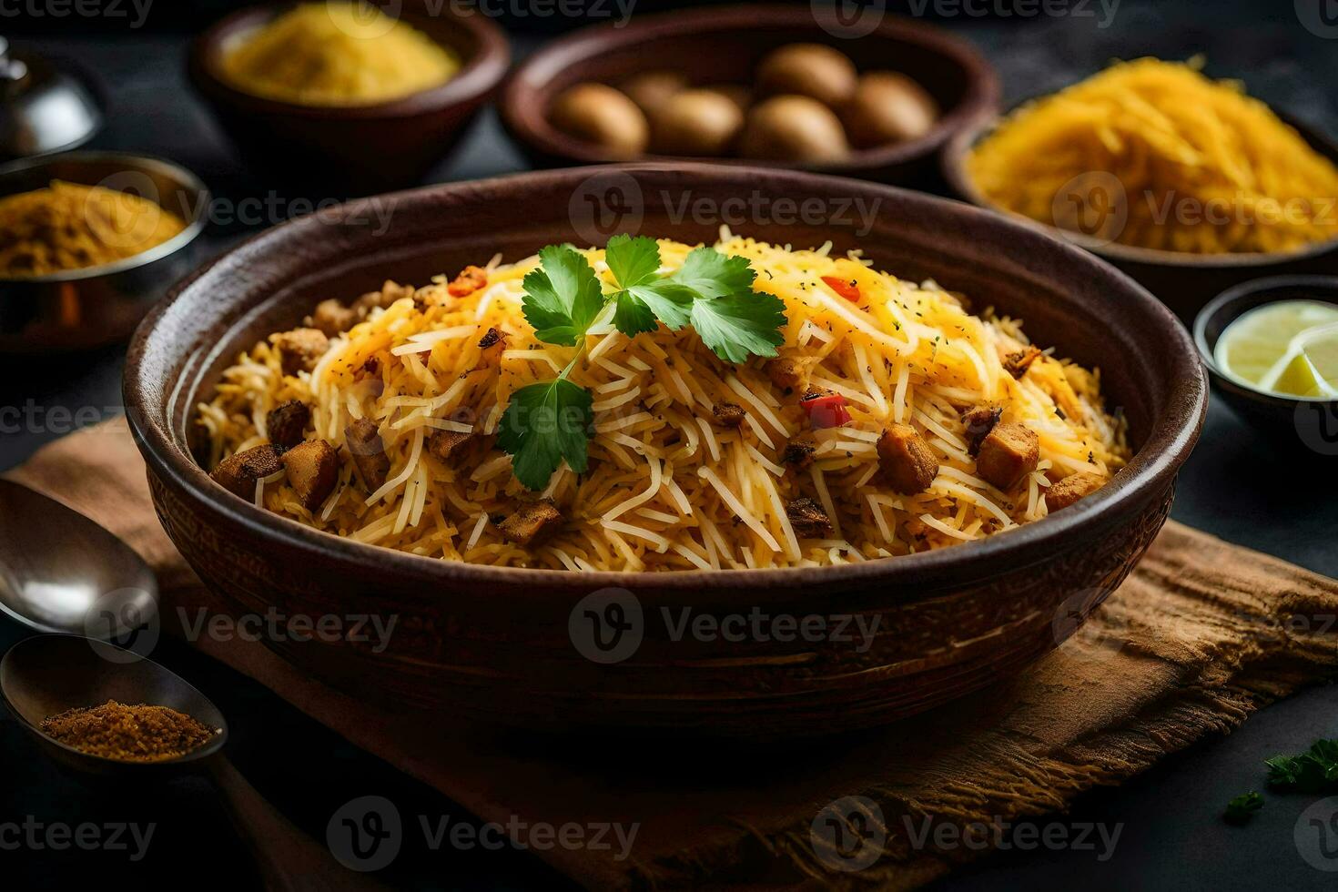 indian food in a bowl. AI-Generated photo