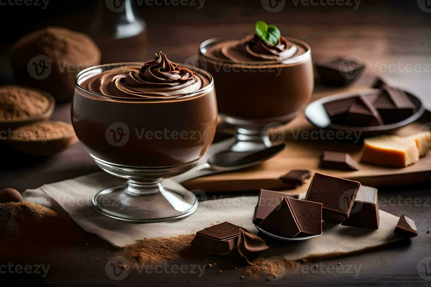chocolate mousse in a glass. AI-Generated photo