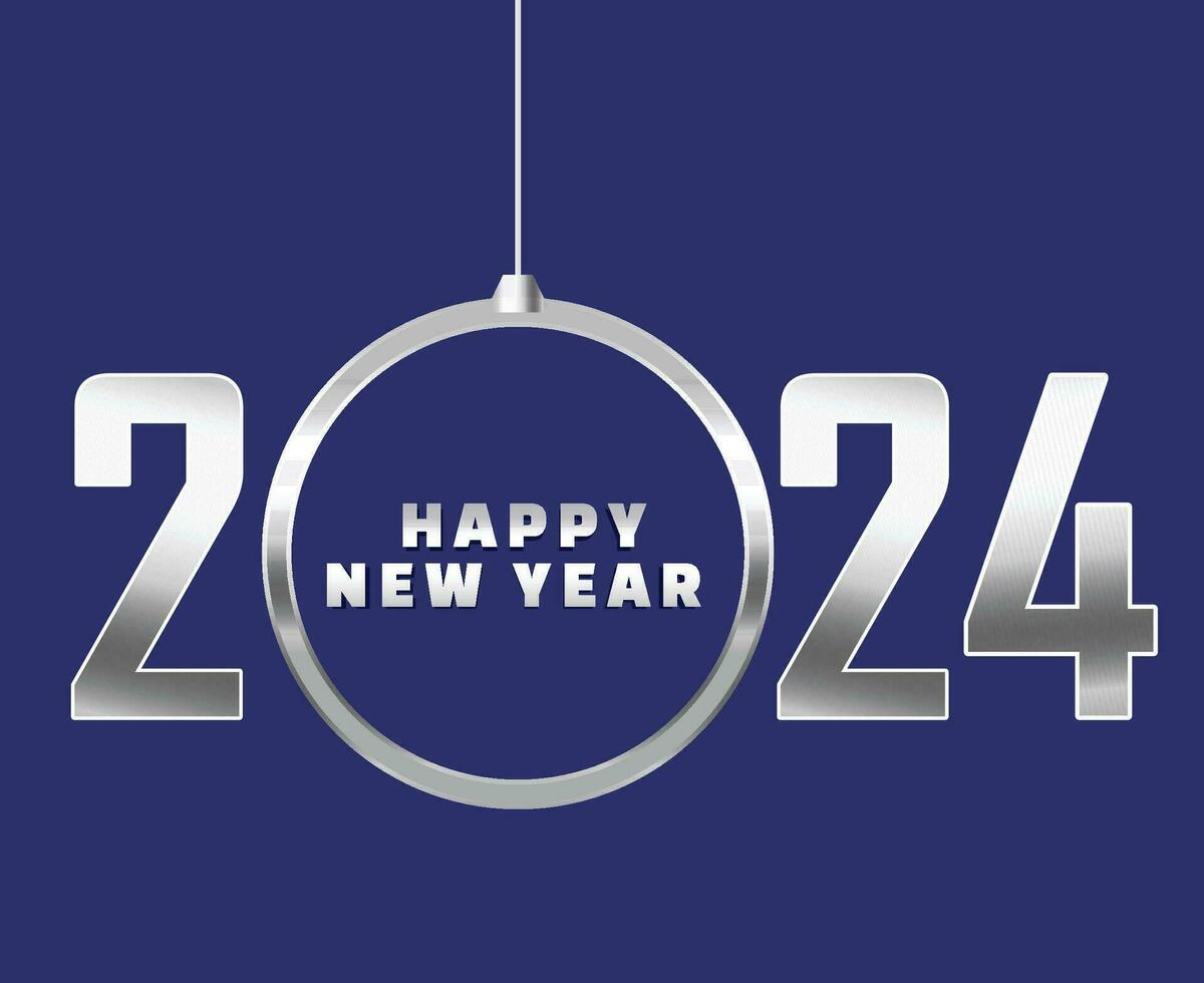 Happy New Year Holiday Abstract Gray Design Vector Logo Symbol Illustration With Blue Background