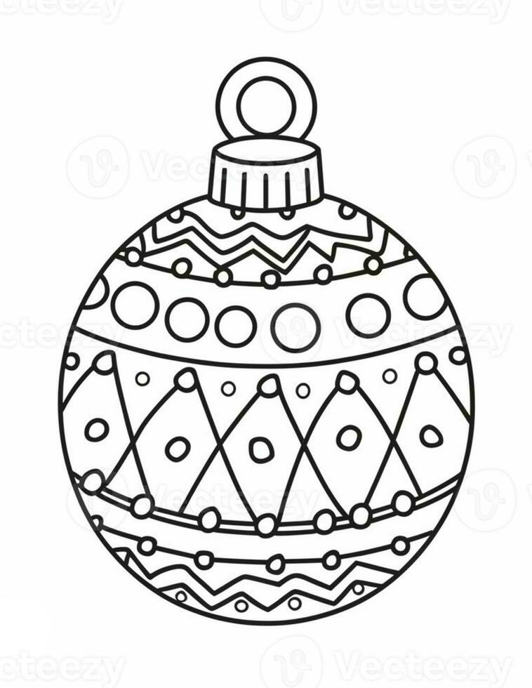 black and white coloring page for children with a Christmas tree bauble photo