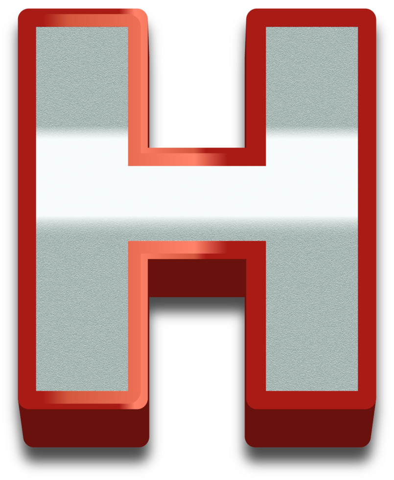 3D Elegant Red Alphabet Letter H png