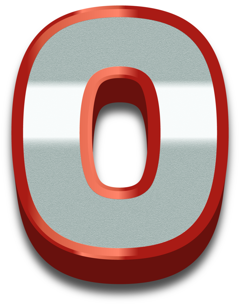 3D Elegant Red Alphabet Number 0 png