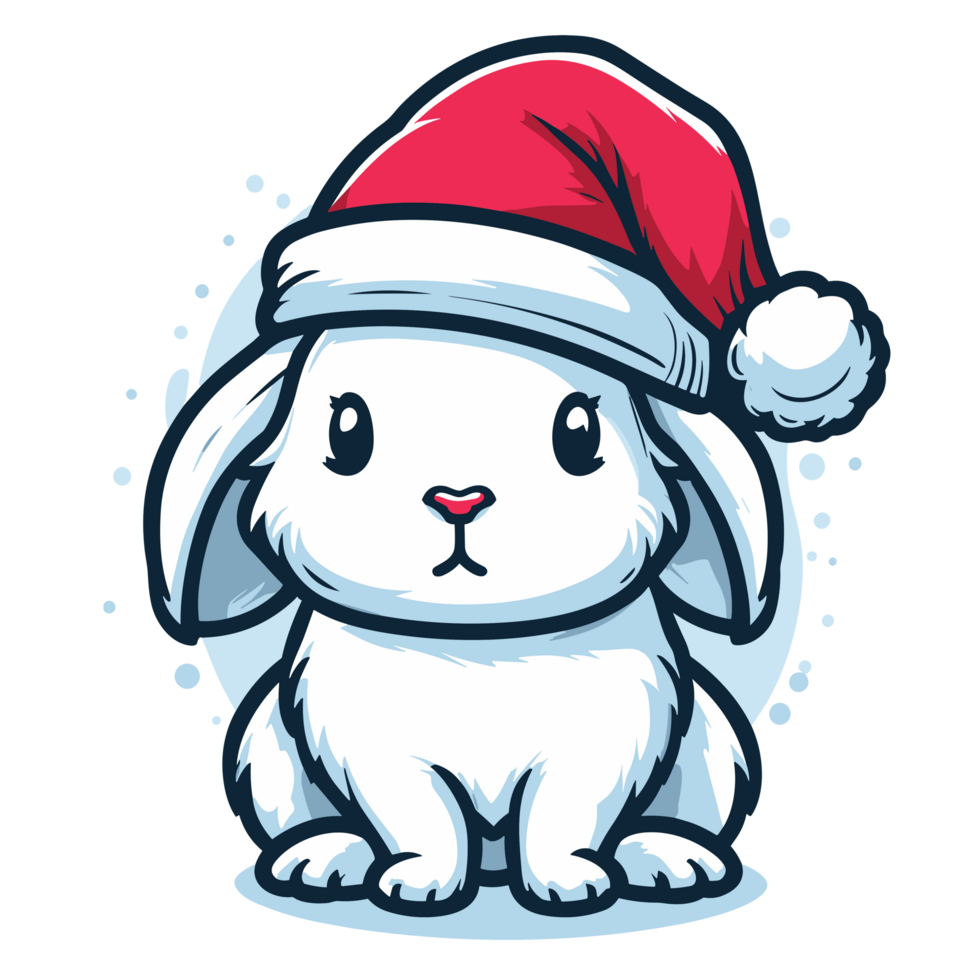 Beautiful Rabbit Wearing Santa Hat - Ai Generative png