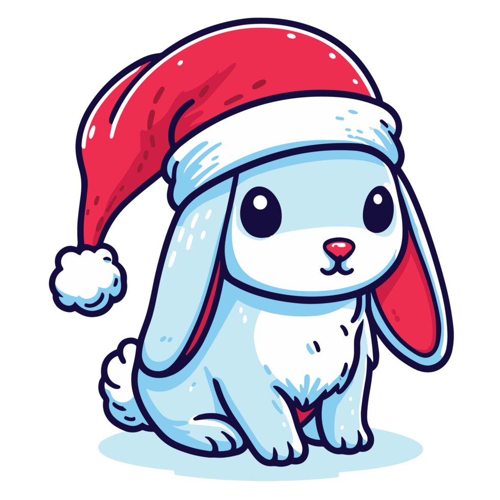 Beautiful Rabbit Wearing Santa Hat - Ai Generative png
