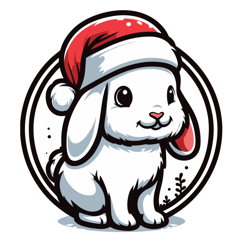 Beautiful Rabbit Wearing Santa Hat - Ai Generative png