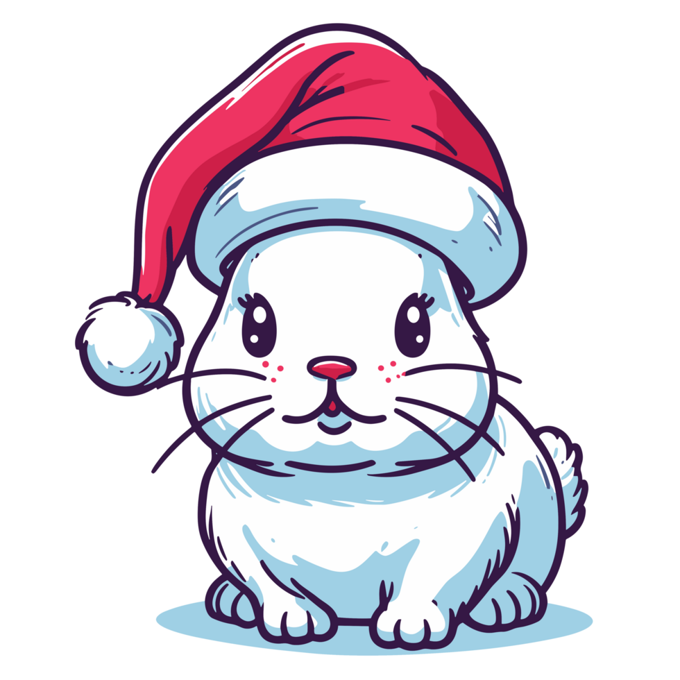 Beautiful Rabbit Wearing Santa Hat - Ai Generative png