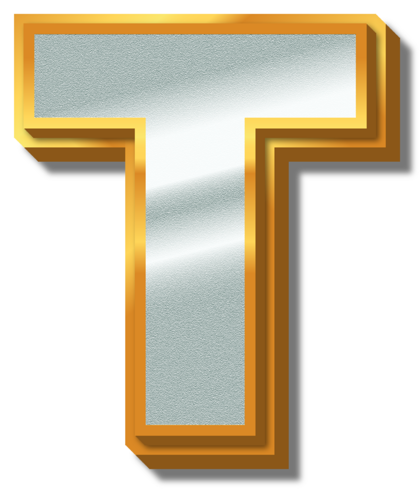 3D Elegant Gold Silver Alphabet Letter T png