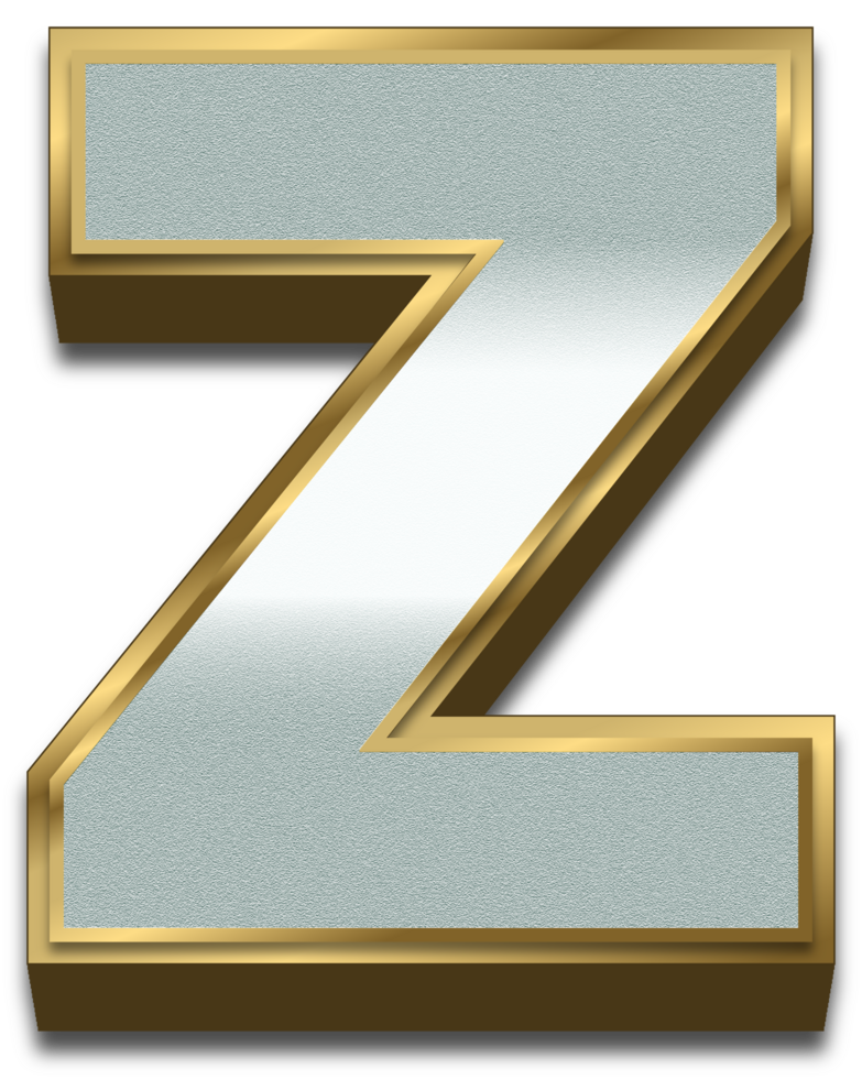 3D Gold Silver Gradient Alphabet Letter Z 33824416 PNG