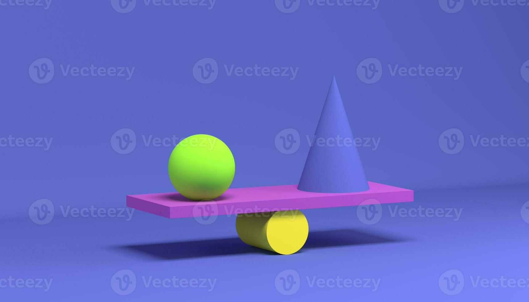 Cone and ball on isometric scales. 3d render photo