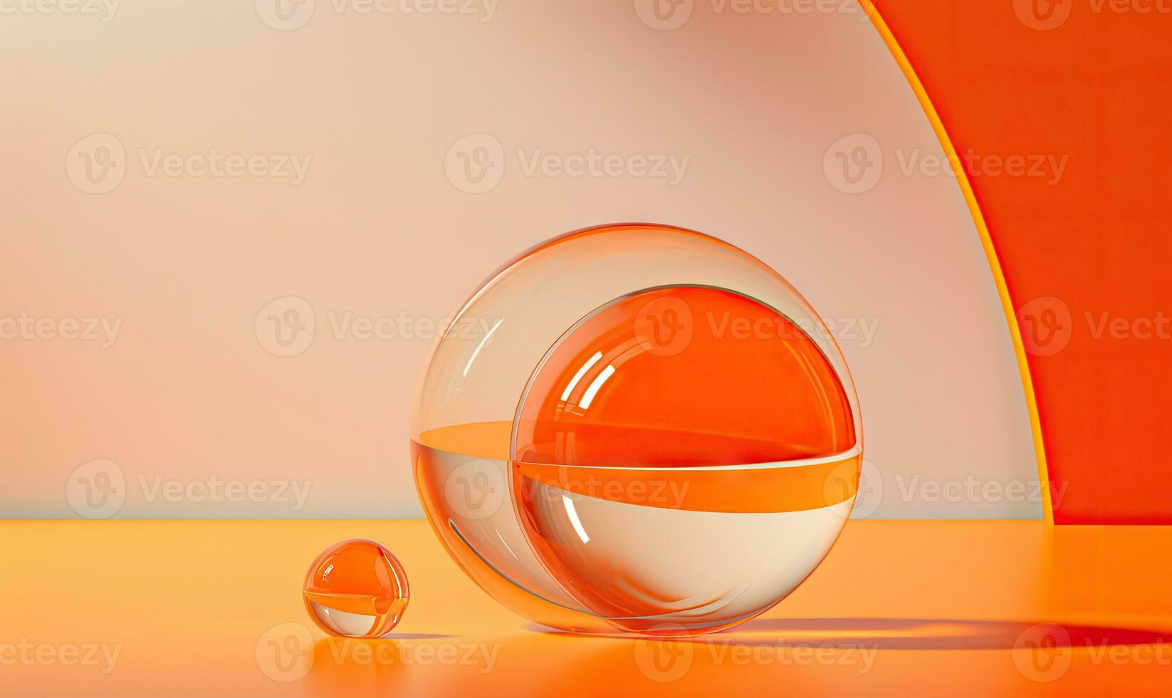 Vibrant orange glass morphism design. AI Generative photo