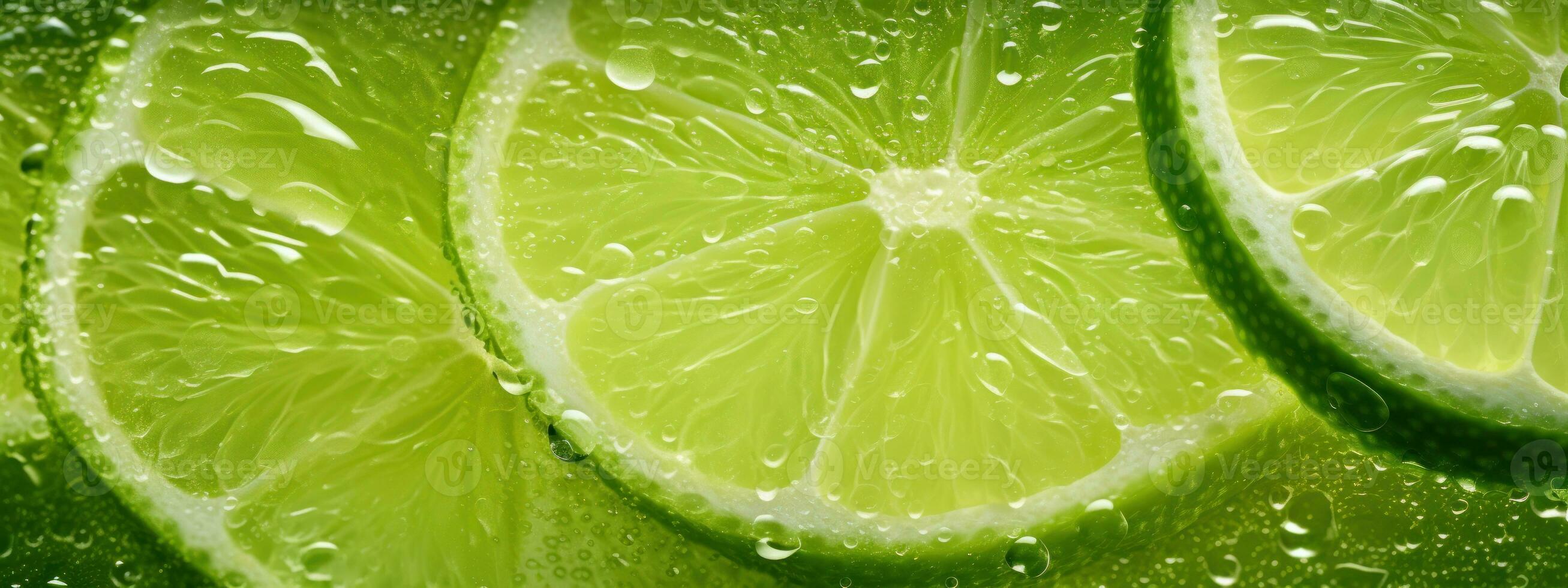 Juicy slices of lime with drops of juice. AI Generative photo