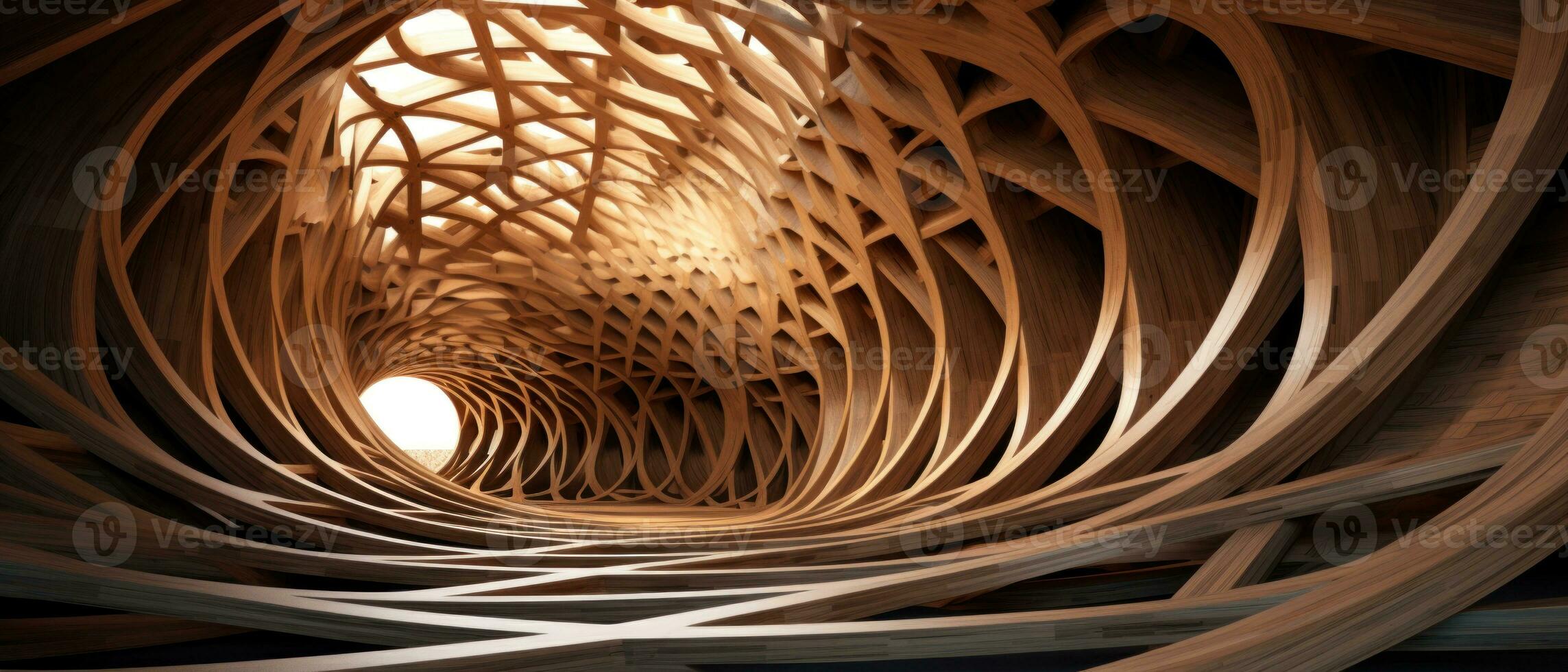 Intriguing abstract scene with wooden structures. AI Generative photo