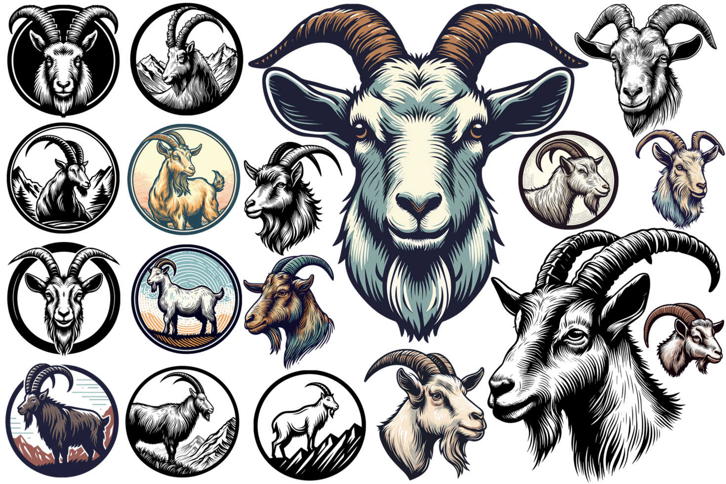 Beautiful Mountain Goat Clipart - Ai Generative png