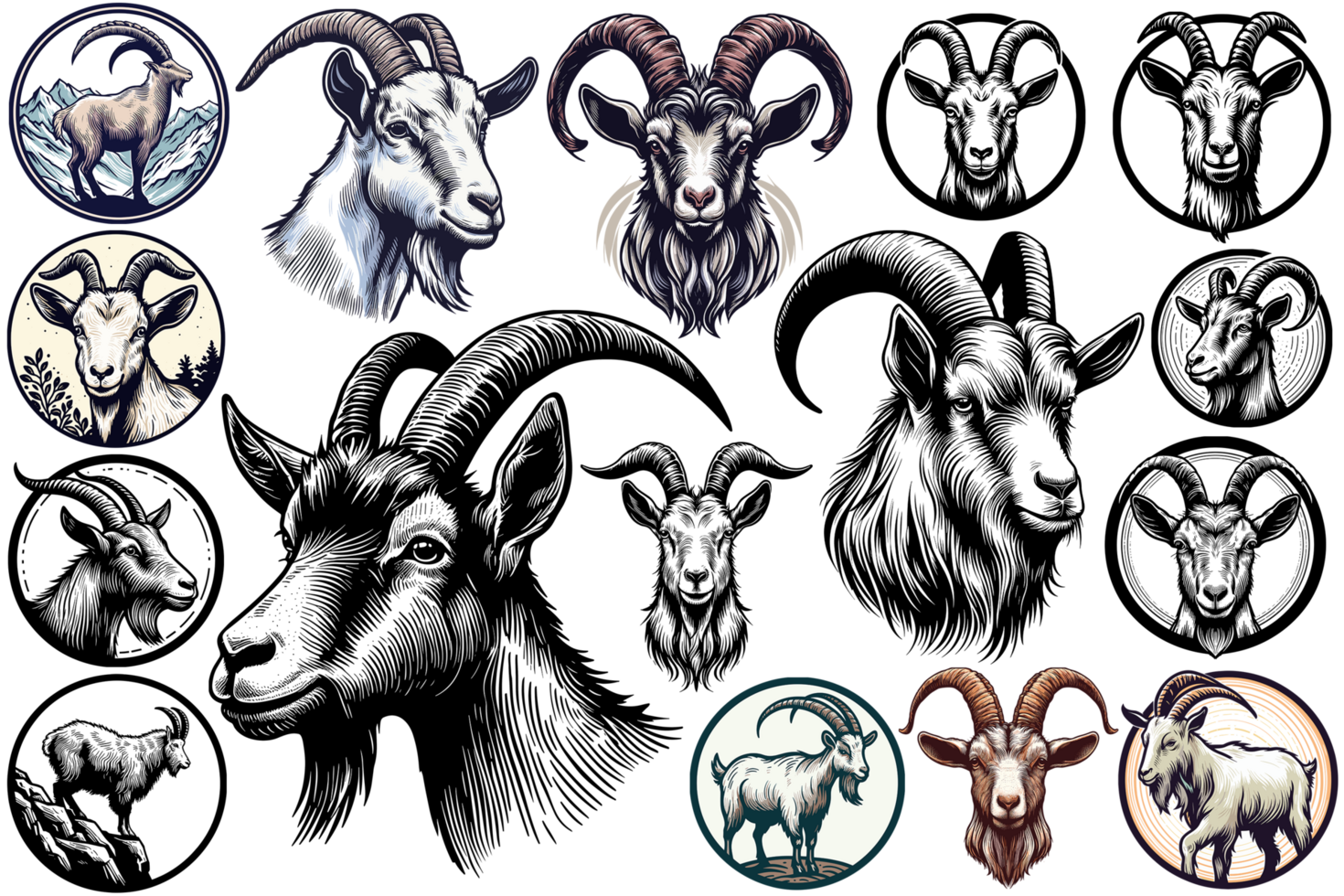 Beautiful Mountain Goat Clipart - Ai Generative png