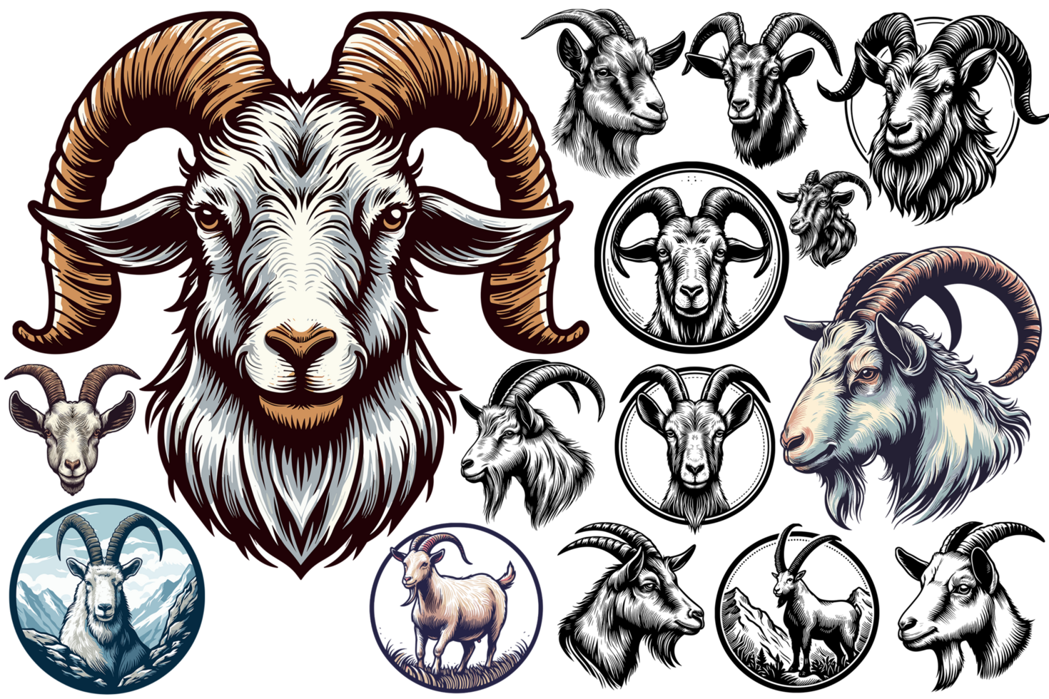 Beautiful Mountain Goat Clipart - Ai Generative png