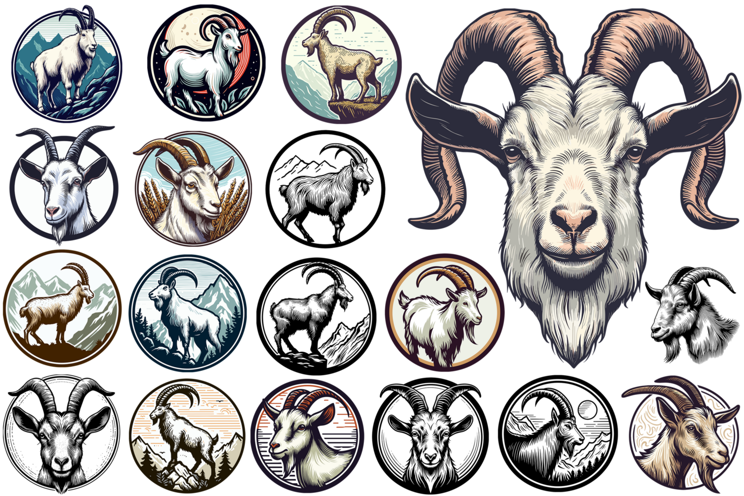 Beautiful Mountain Goat Clipart - Ai Generative png