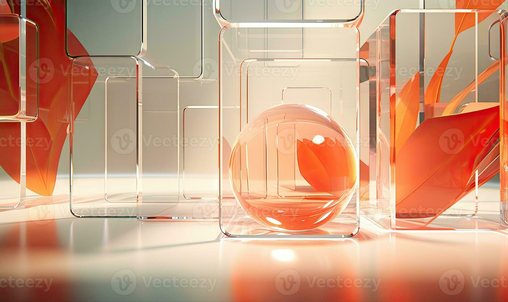 Abstract glassmorphism scene. AI Generative photo