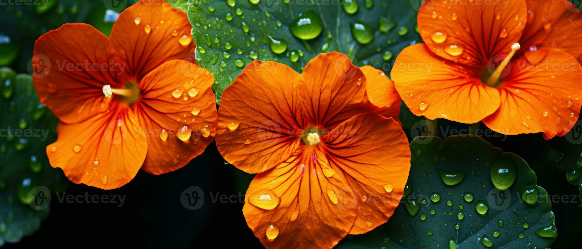 Striking macro capture of a Nasturtium flower. AI Generative photo