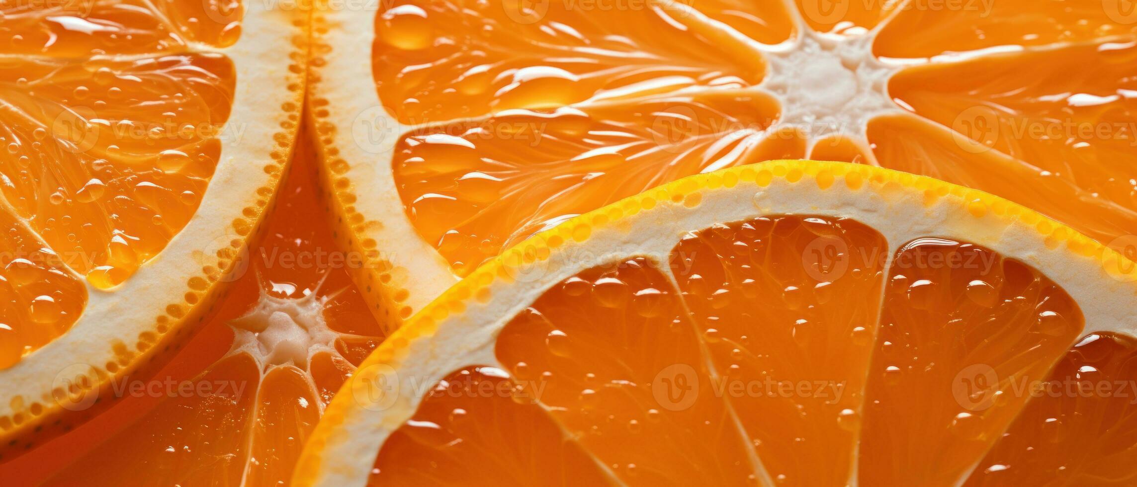 Macro shot of fresh orange segments. AI Generative photo