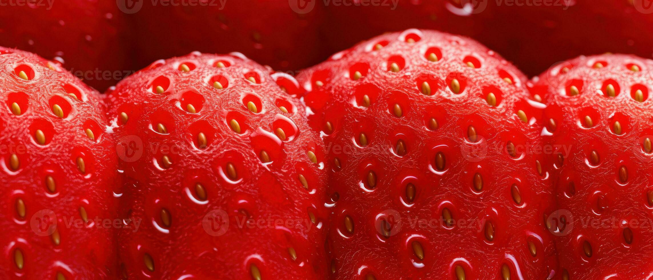 Macro view of a strawberry's surface. AI Generative photo