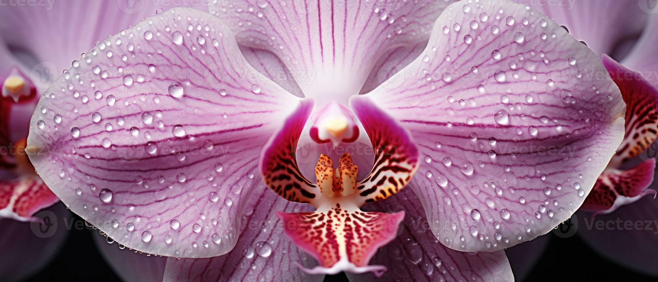 Macro capture of an orchid's texture. AI Generative photo