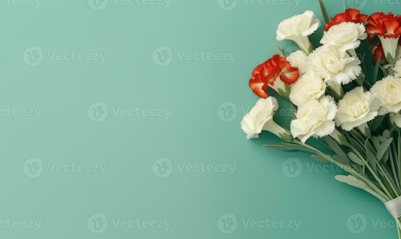 A striking arrangement of red and white carnations, symbolizing love and pure admiration. AI Generative photo