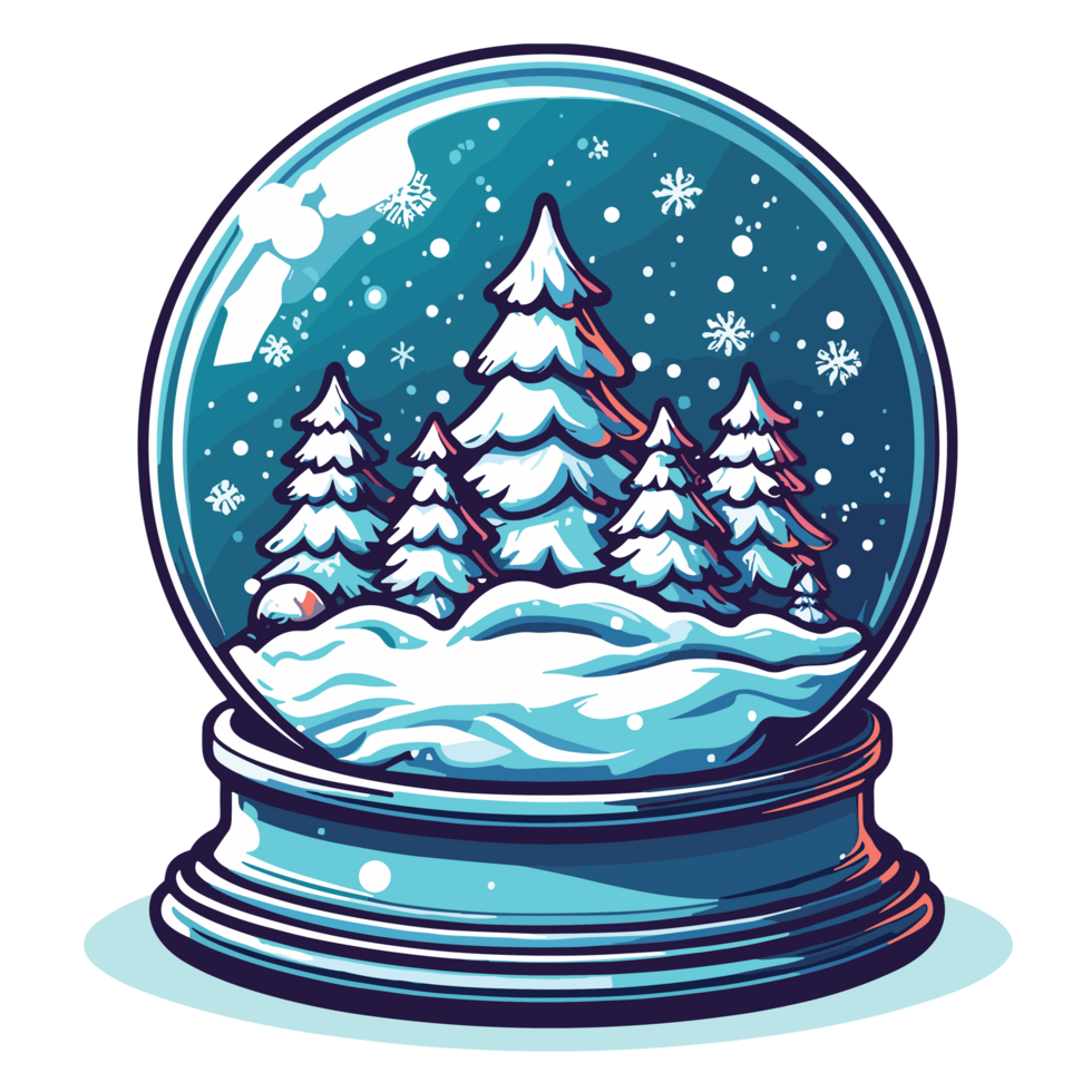 Trees And Mountain Inside Snow Globe Clipart - Ai Generative png