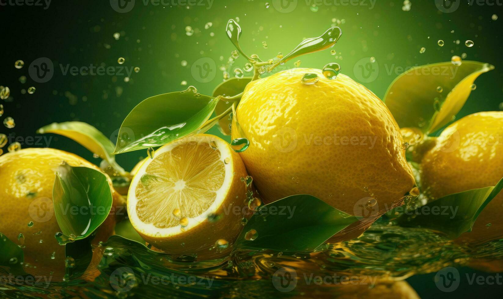 Splashing fresh citrus fruit concept. AI Generative photo