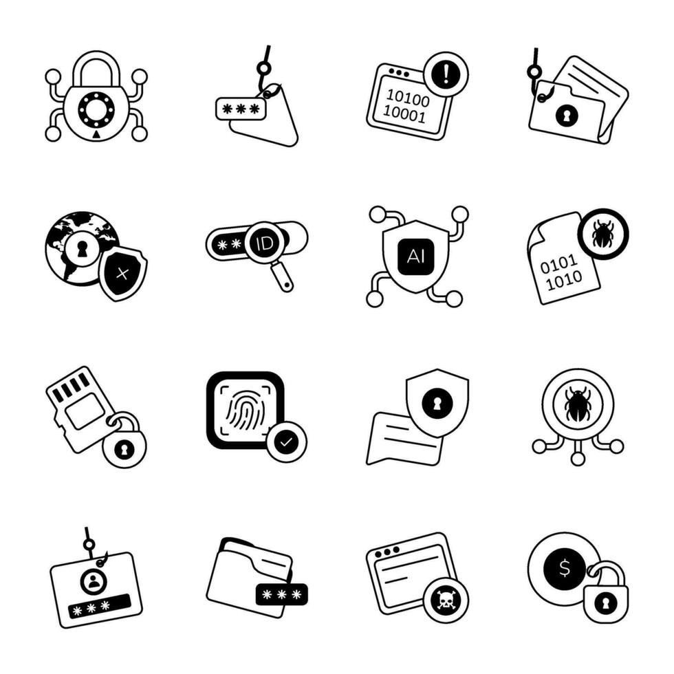 Premium Set of Security Issues Glyph Icons vector