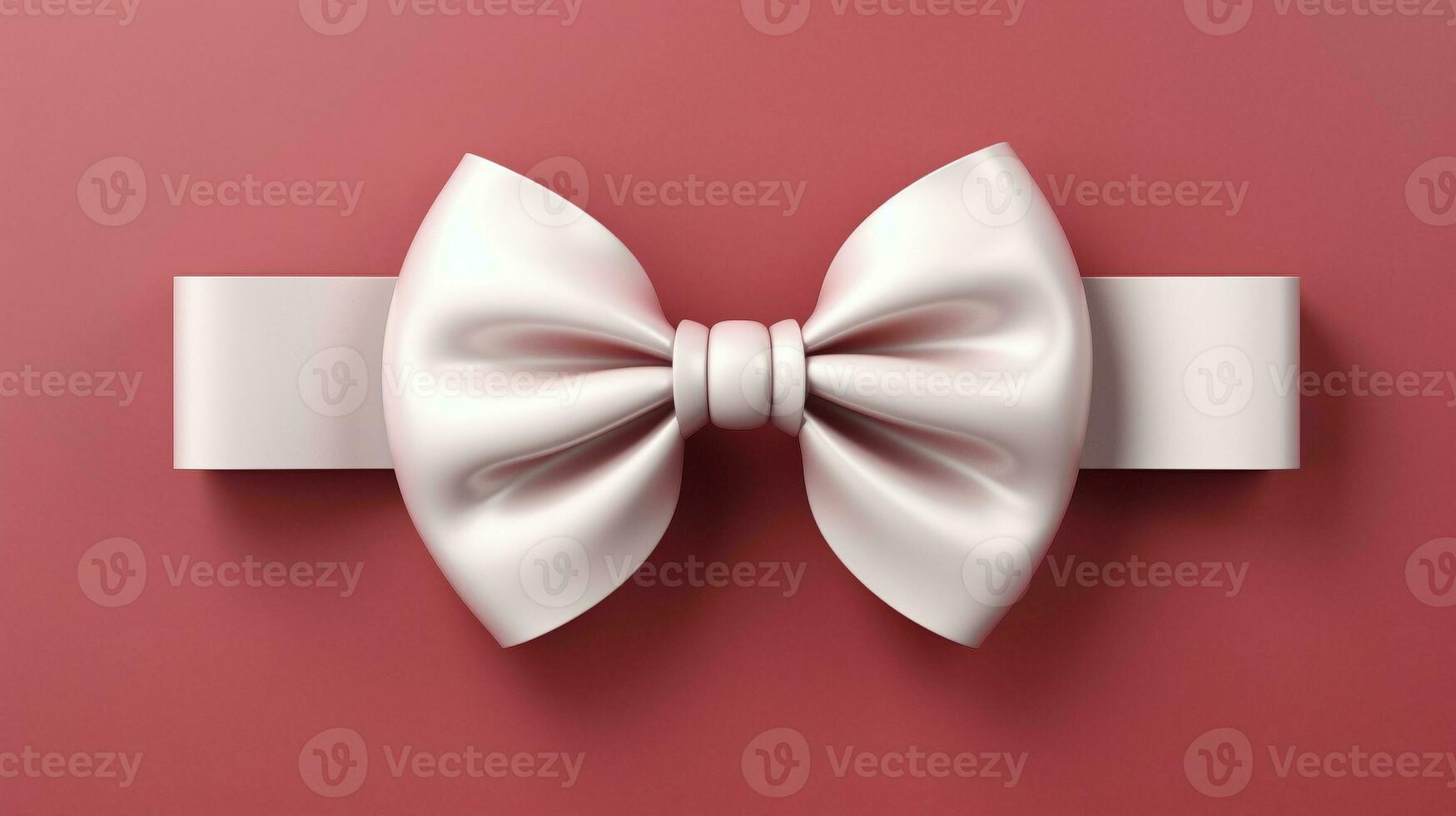 White bow ribbon on red festive ai generated background image photo