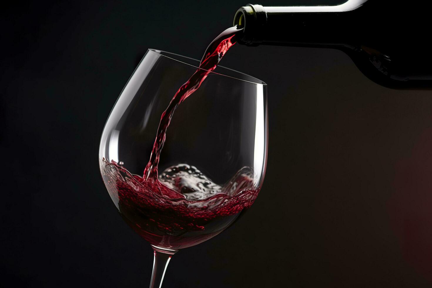 Pouring red wine into a wine glass. AI Generative photo