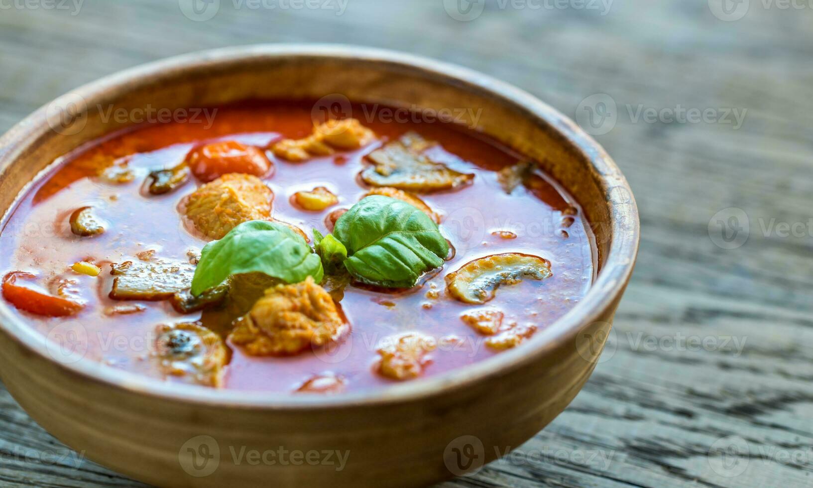 Thai red chicken curry photo