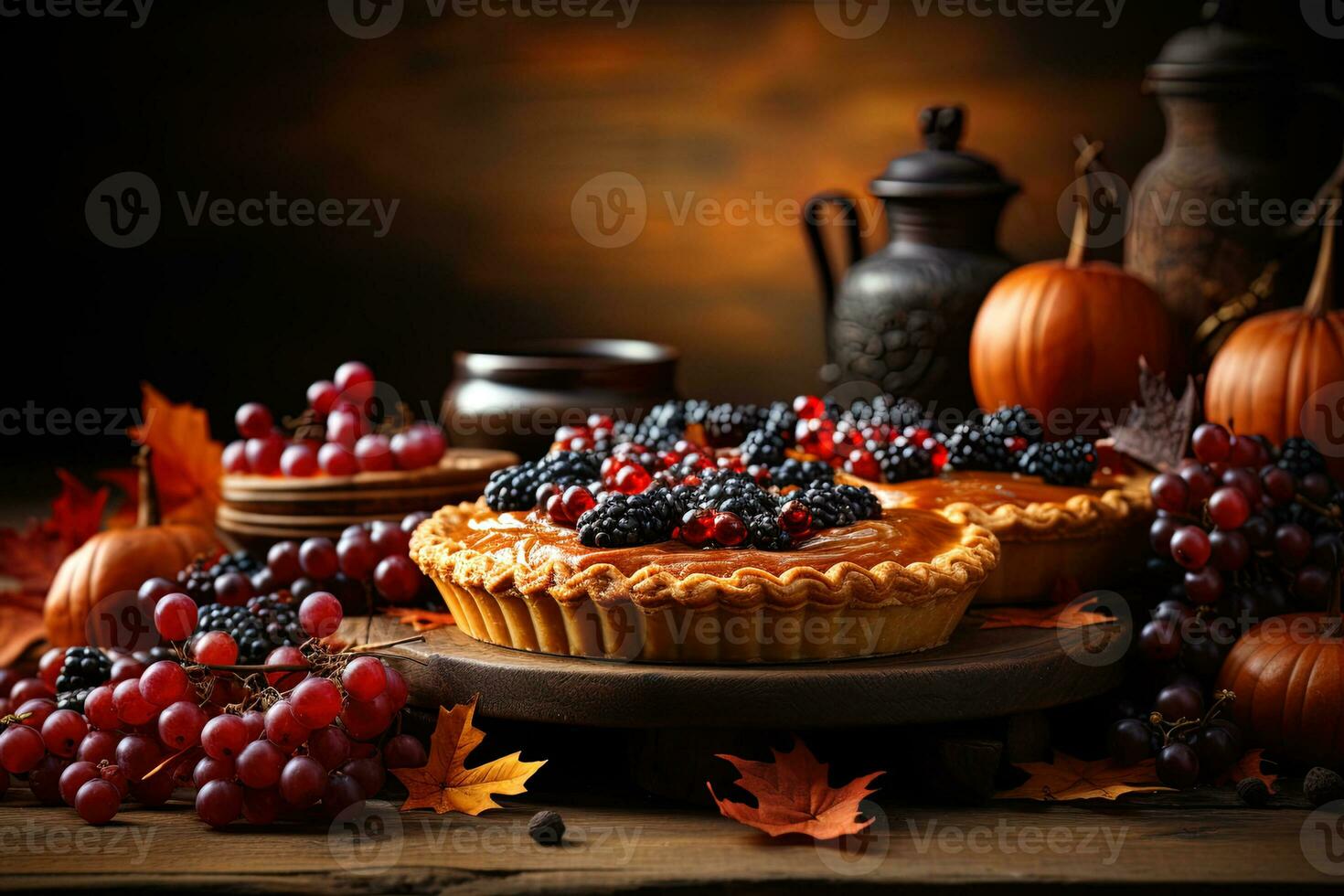 Thanksgiving pie background. Ai generative art photo