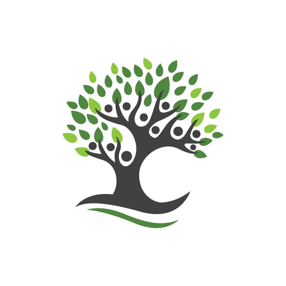 family tree logo template vector