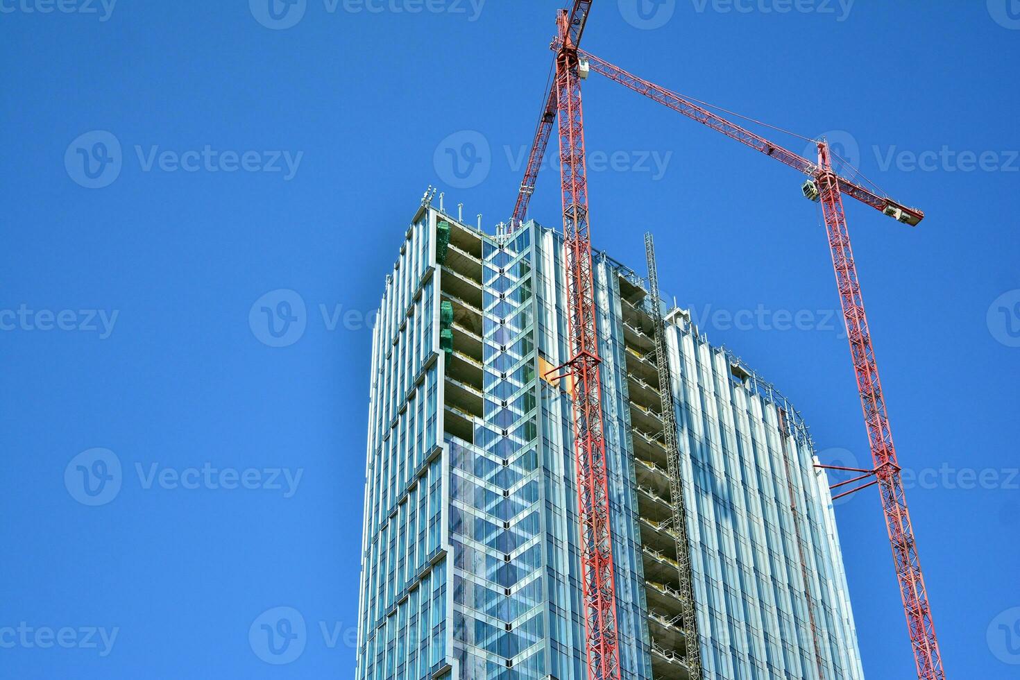High-rise building under construction. Modern office building. photo