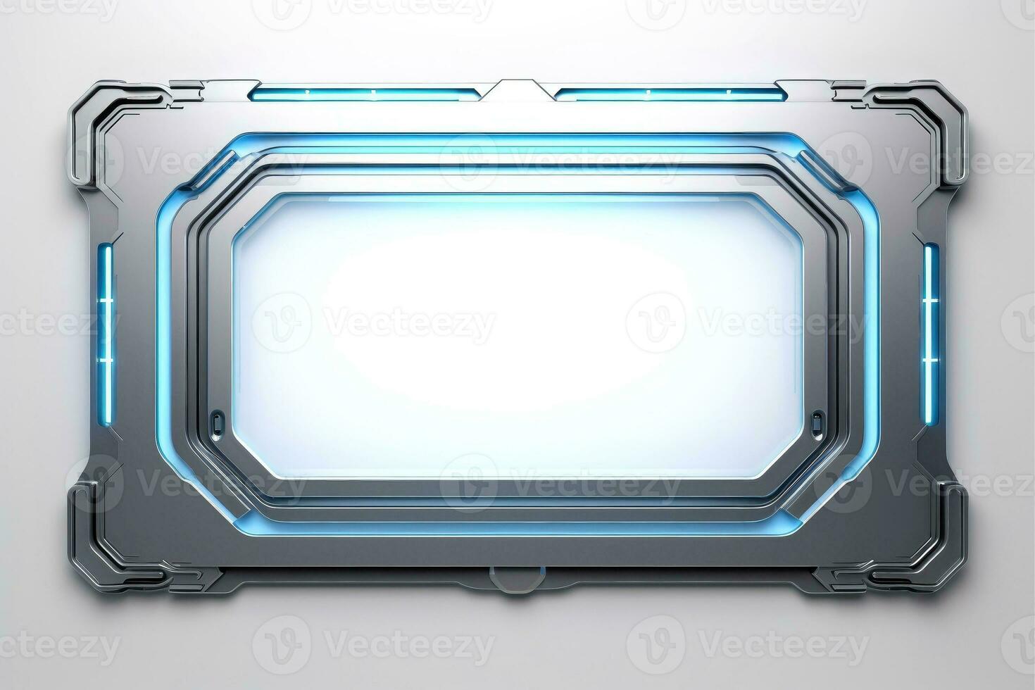 Abstract high tech white border, futuristic technology background, Generative AI photo