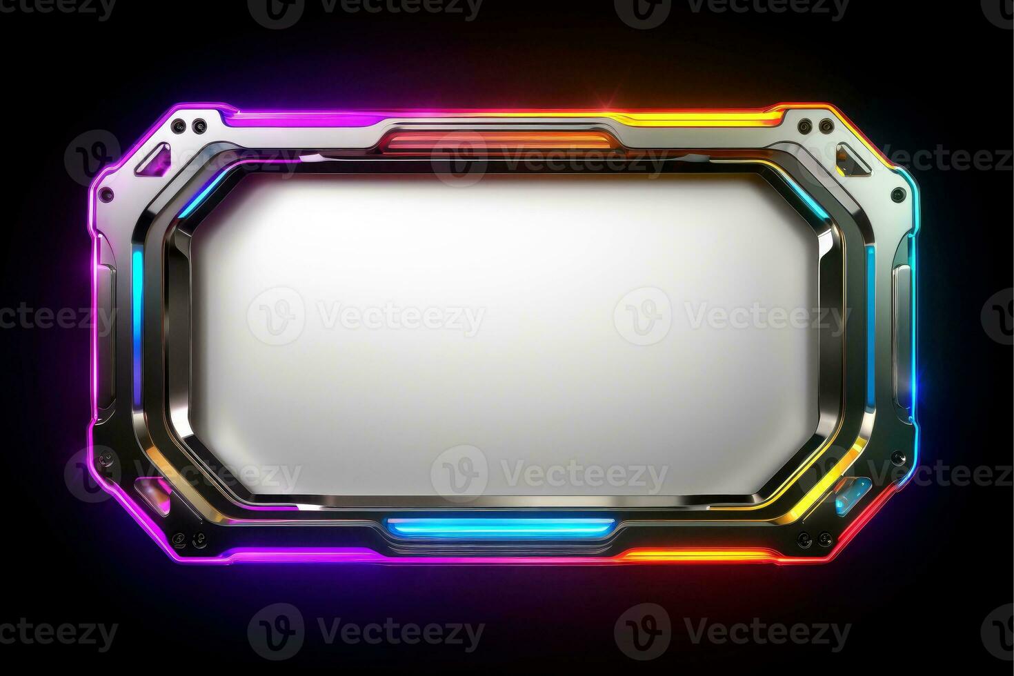 Abstract high tech black border, futuristic technology background, Generative AI photo
