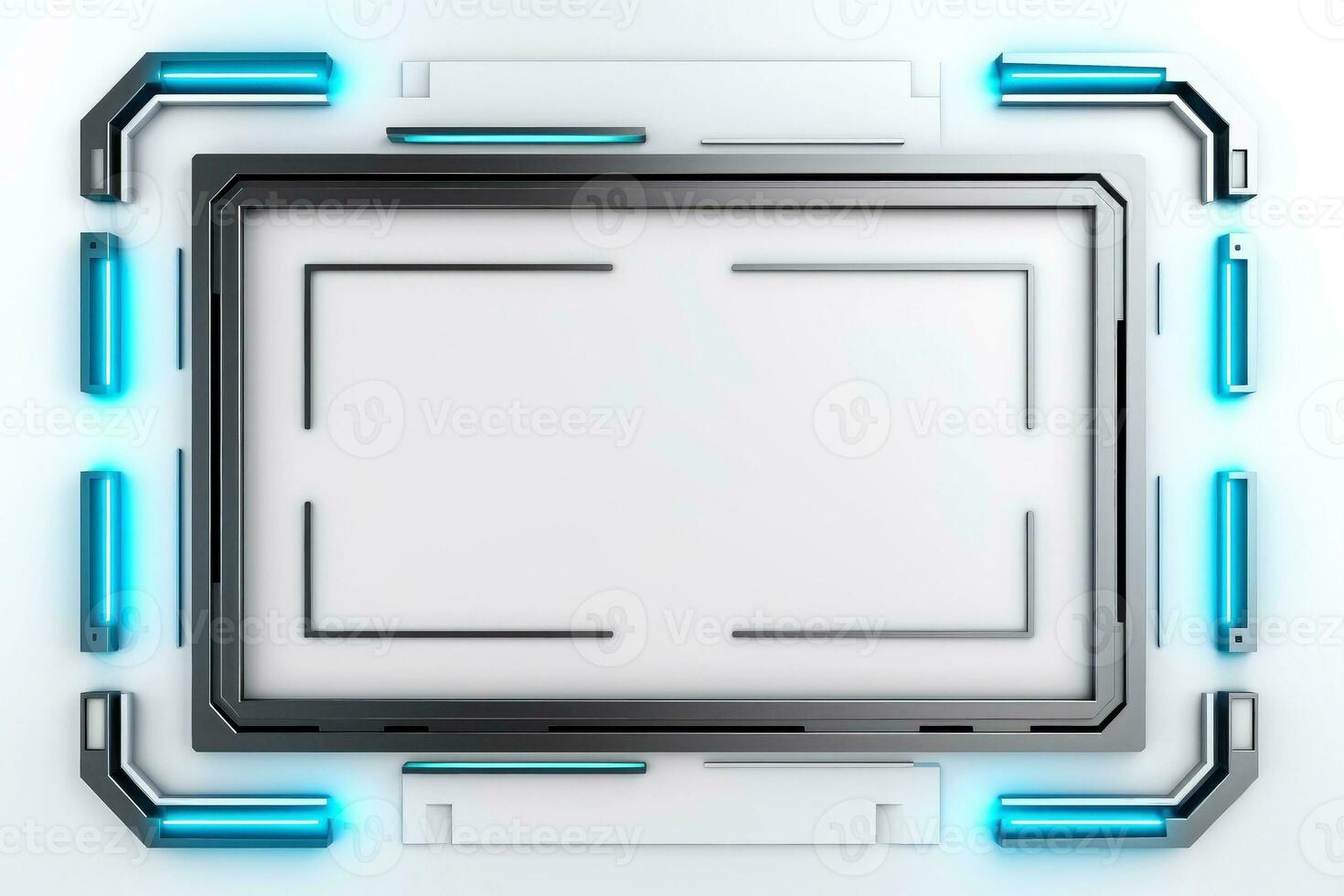 Abstract high tech white border, futuristic technology background, Generative AI photo
