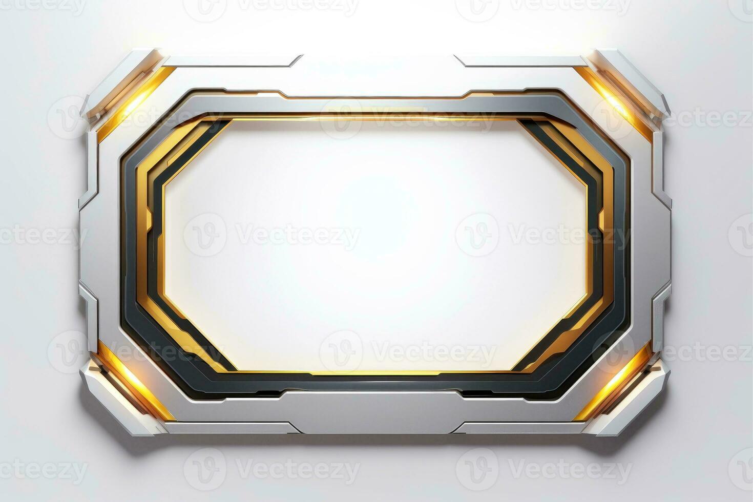 Abstract high tech white border, futuristic technology background, Generative AI photo