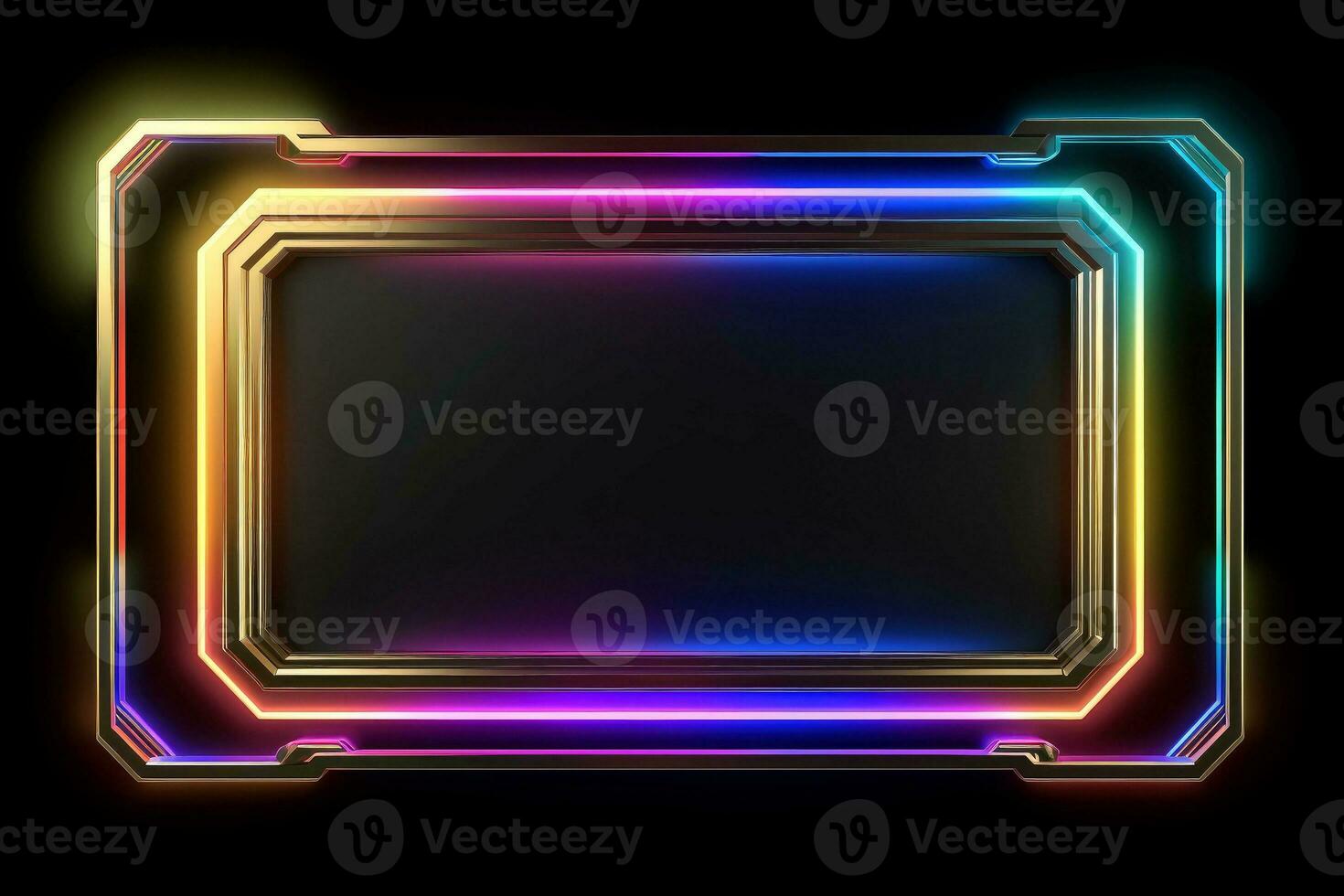 Abstract high tech black border, futuristic technology background, Generative AI photo