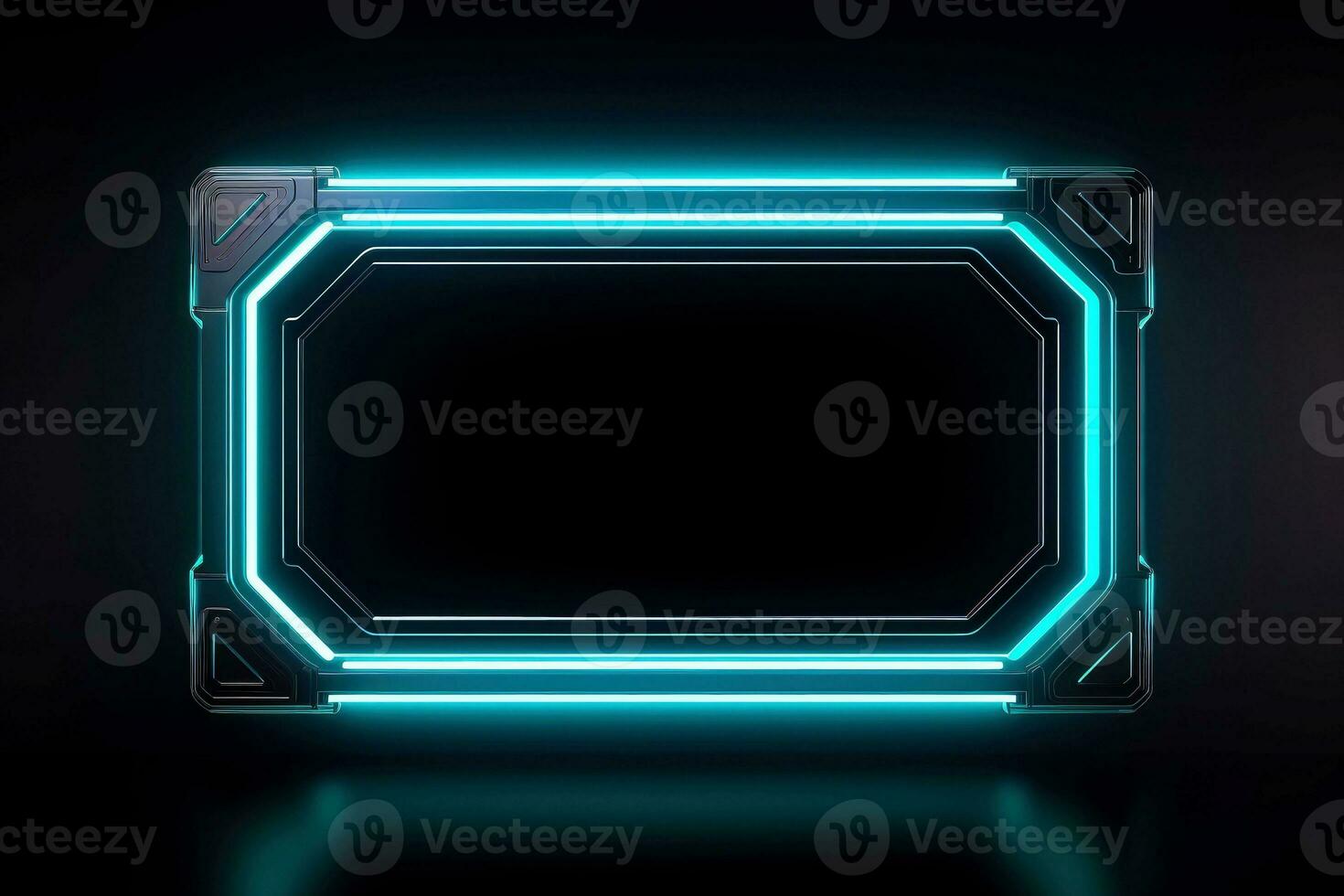 Abstract high tech black border, futuristic technology background, Generative AI photo