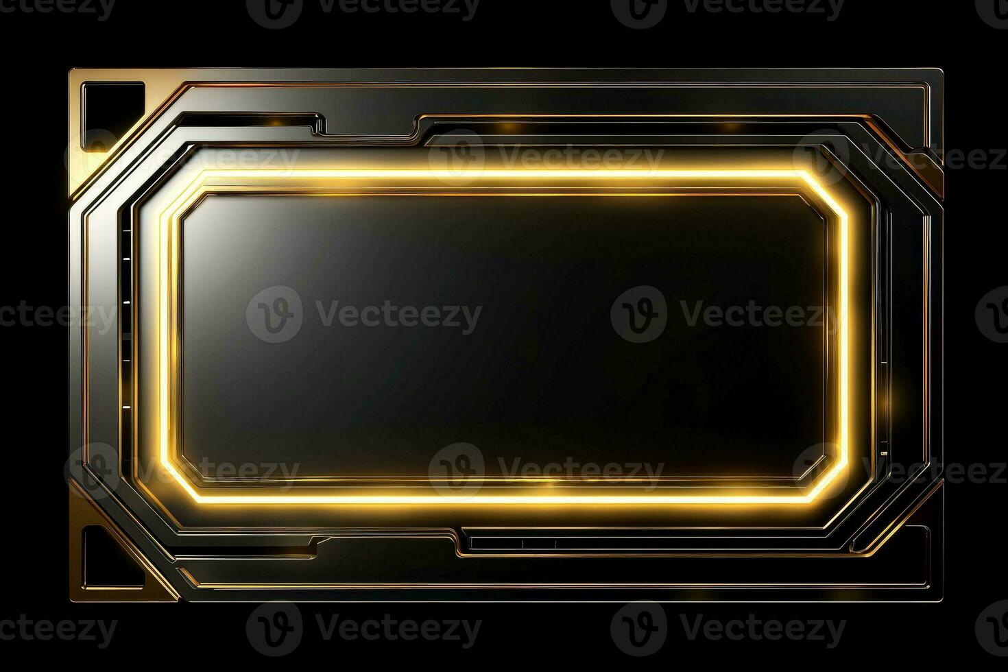 Abstract high tech black border, futuristic technology background, Generative AI photo
