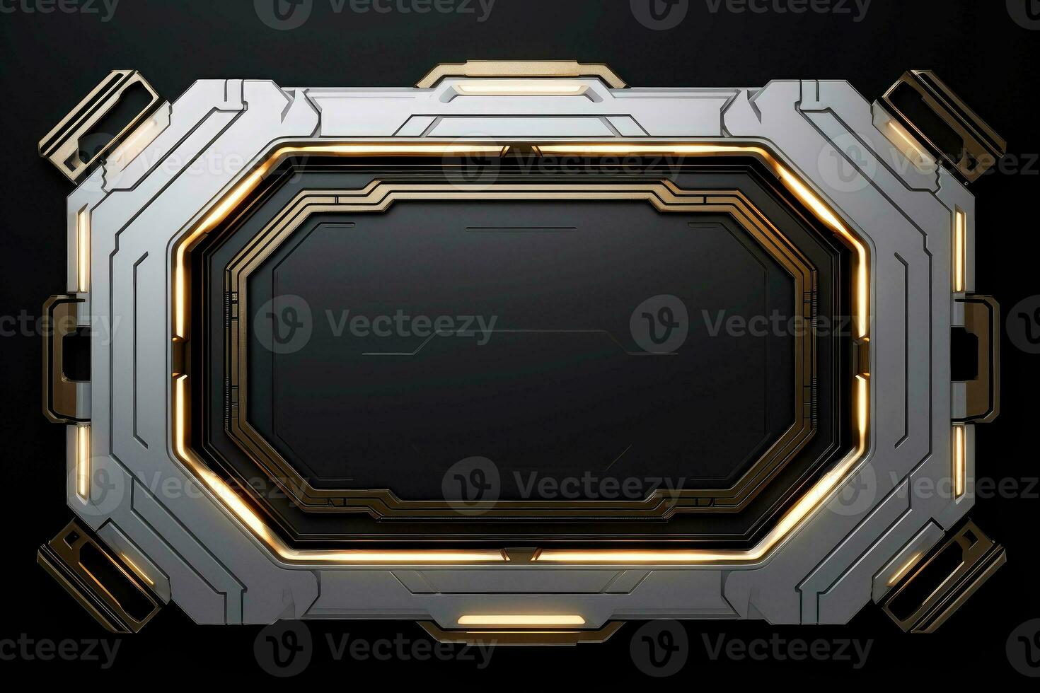 Abstract high tech black border, futuristic technology background, Generative AI photo