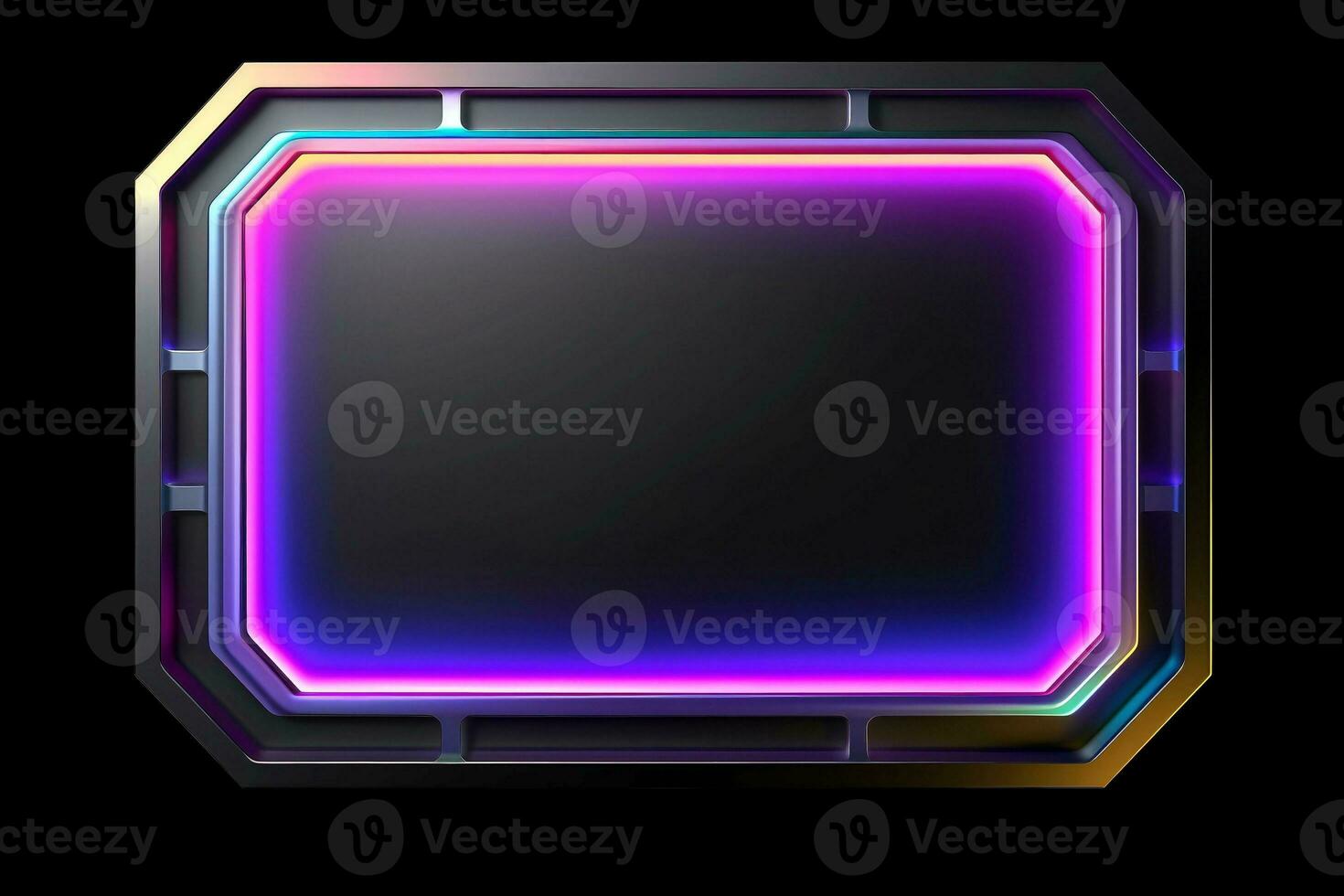 Abstract high tech black border, futuristic technology background, Generative AI photo