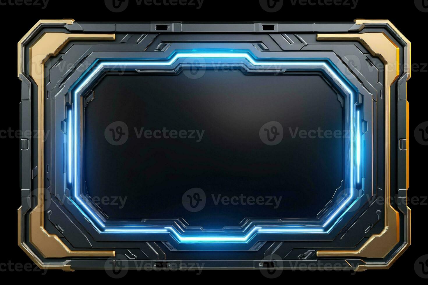 Abstract high tech black border, futuristic technology background, Generative AI photo