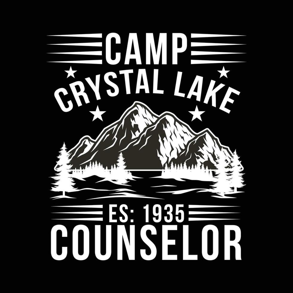 camp crystal lake t shirt funny graphic camping t shirt design vector