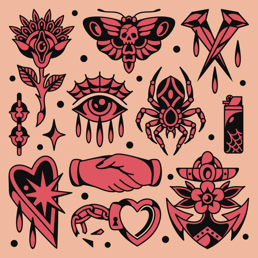 Old school tattoo flash design vector