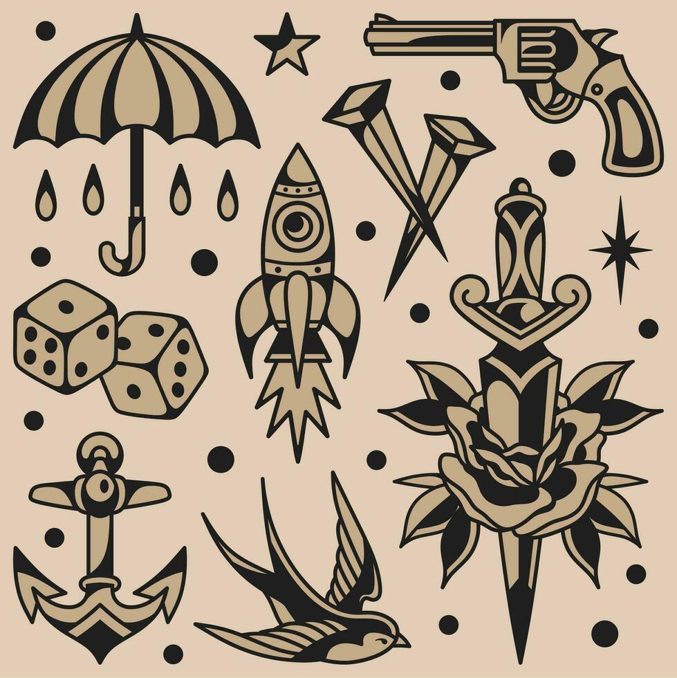 Traditional tattoo flash vector