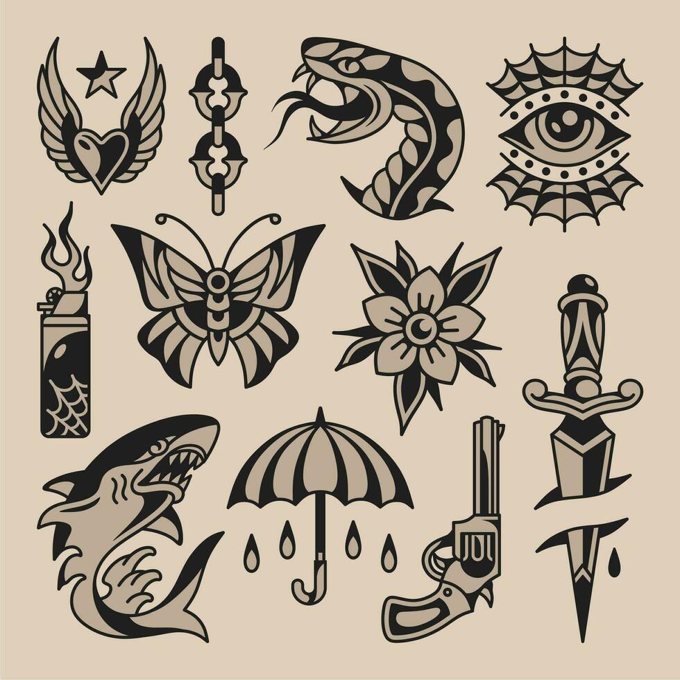 Old school tattoo flash vector