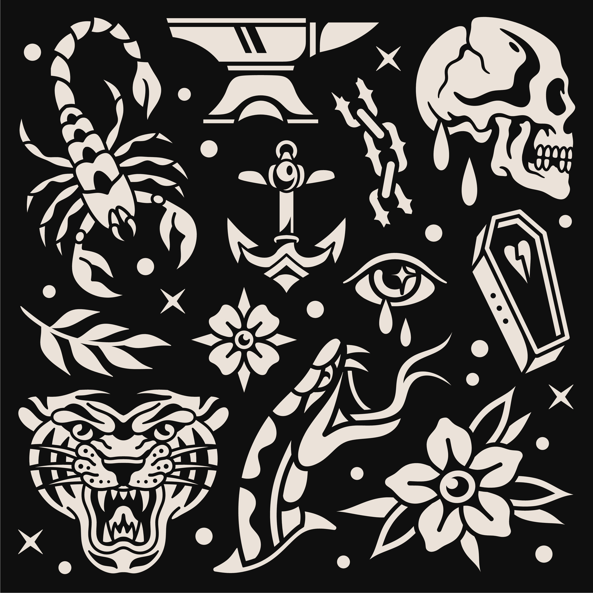 Classic tattoo flash vector design 33831839 Vector Art at Vecteezy